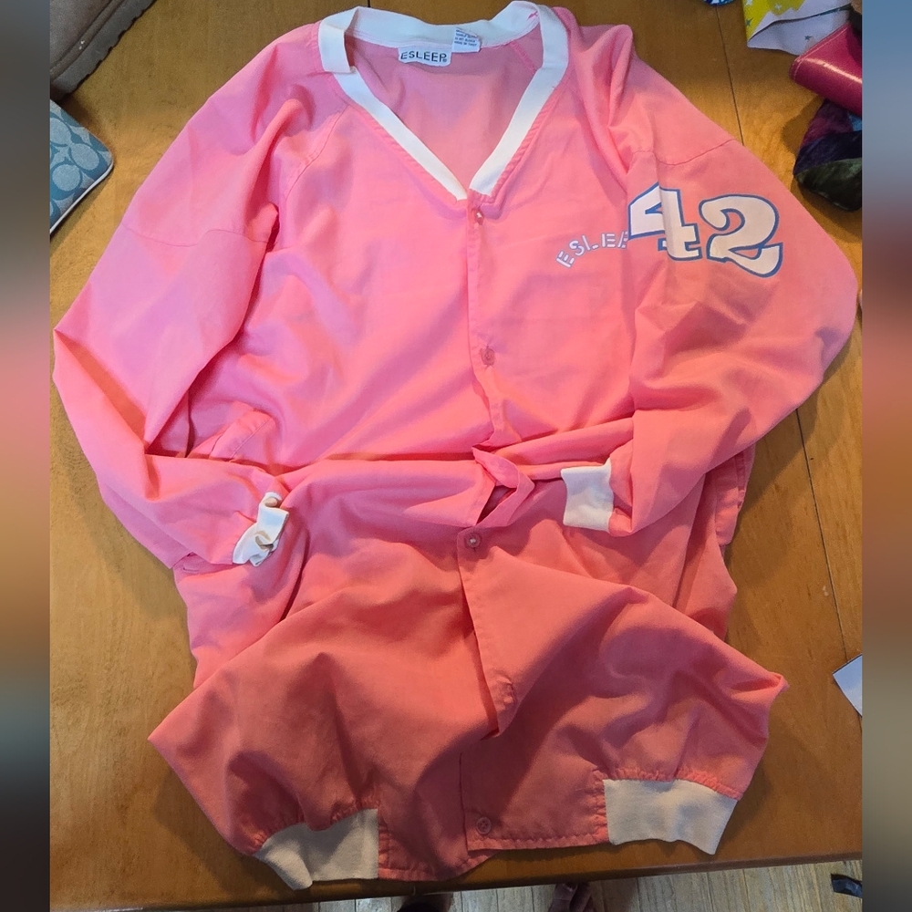 Esleep 80s PJs Pink and White Cotton And Poly Loghtweight large